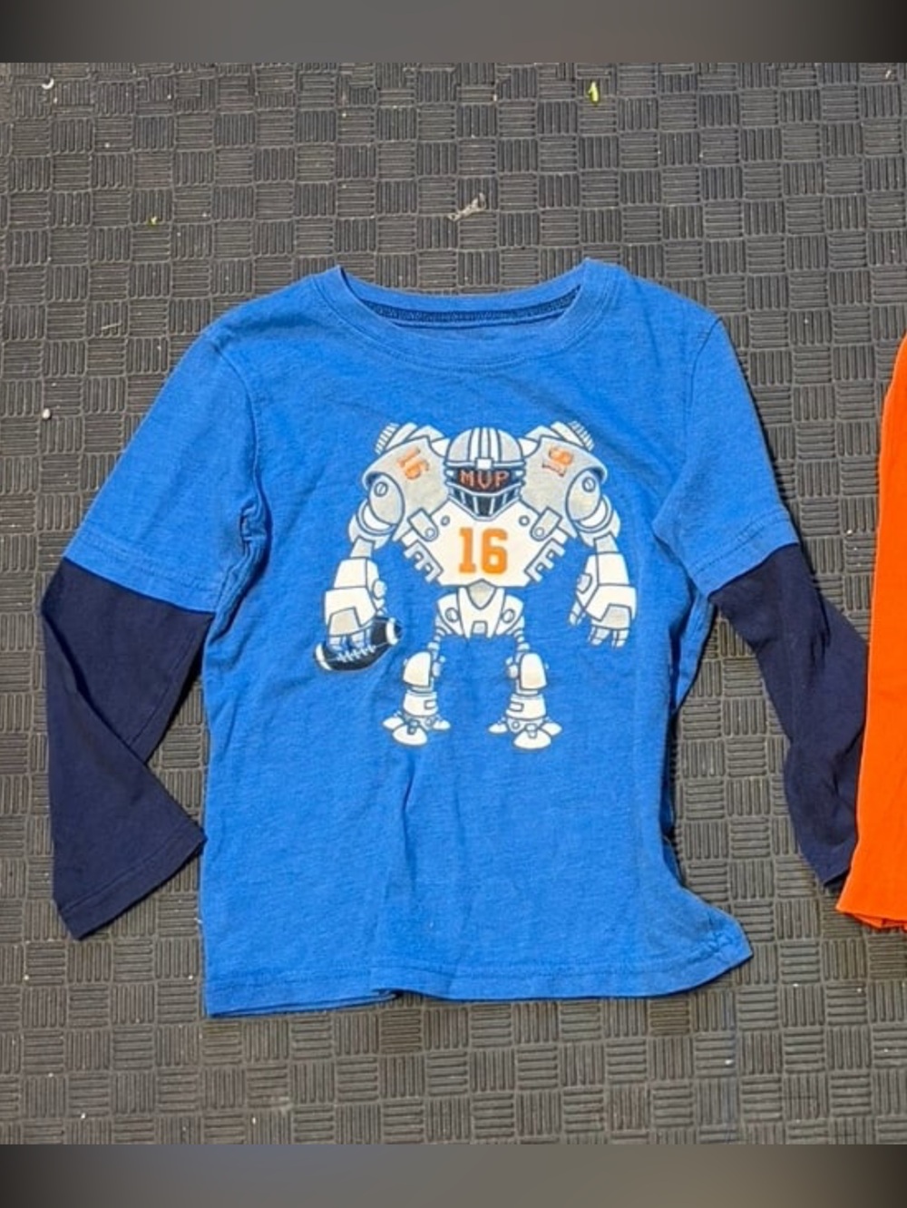 jumping beans Boys robot football player Blue long sleeve shirt size 4